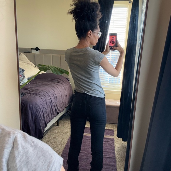 Chic super dark blueish black Ruched stacked Jeans - Picture 3 of 7